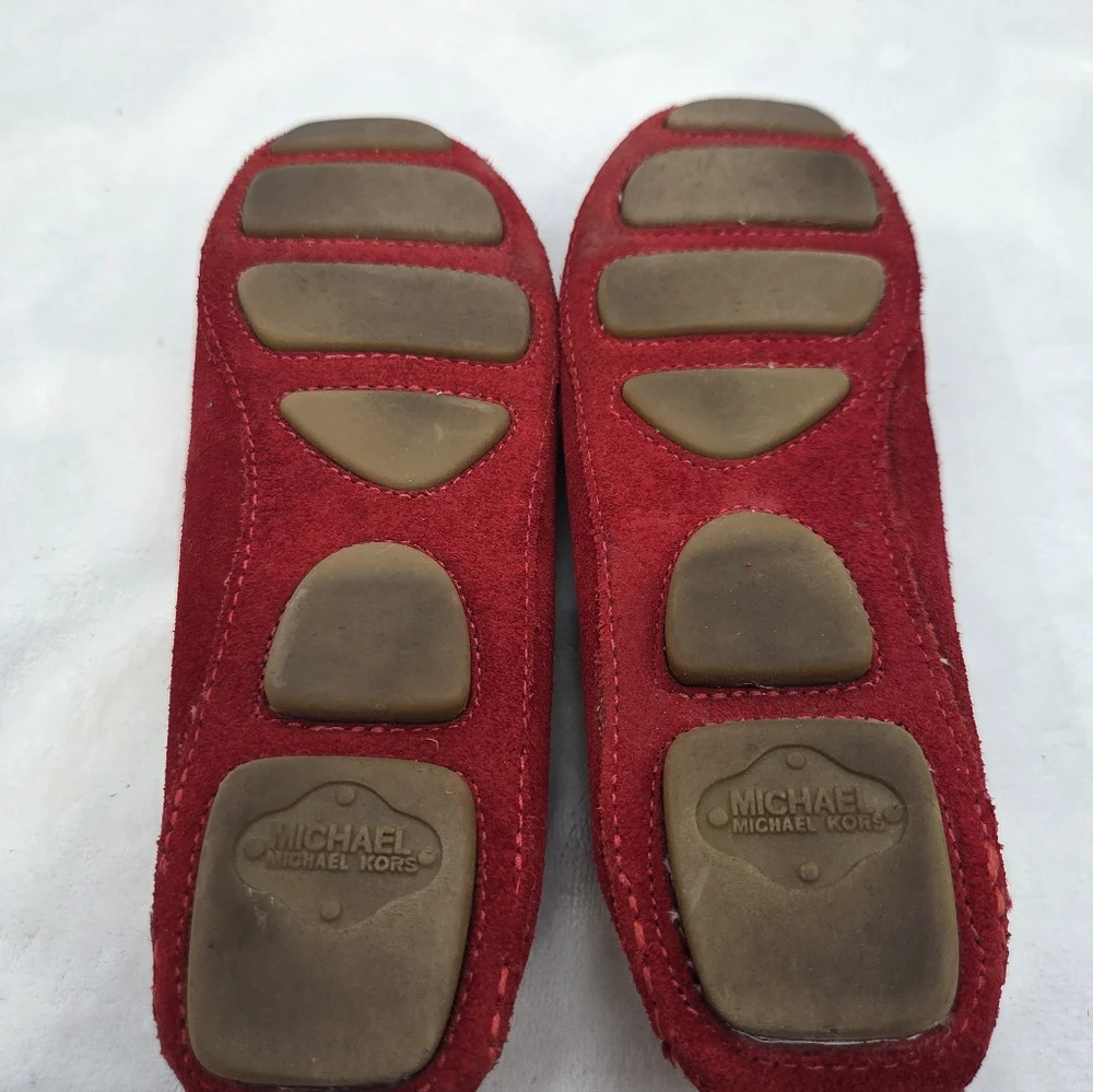 Michael Kors Red Suede Driving Loafers Women’s Size 8M‎ Leather Moccasin Flats